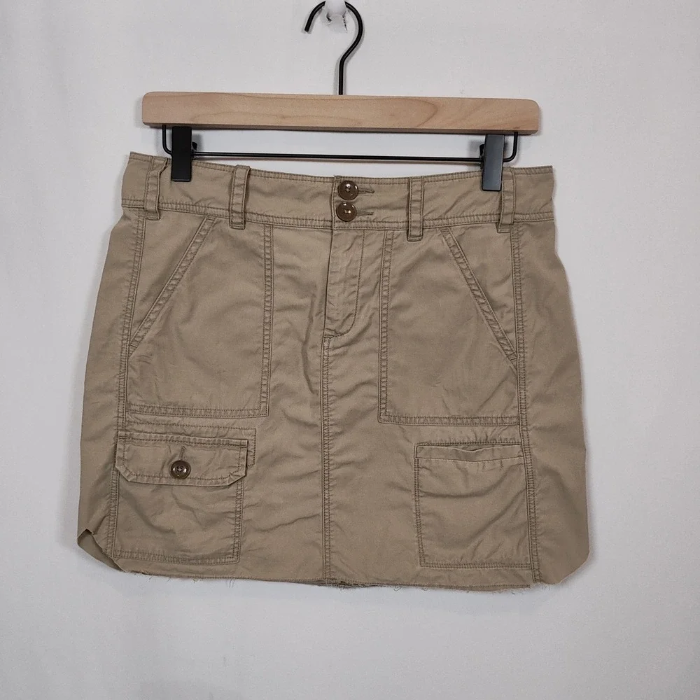 Paper Boy Cargo Mini Skirt Women's Size 4 Tan Raw Hem NWOT
